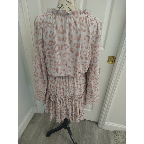 Buddy Love Flared Sleeve Mini Leopard Dress Small Boho Cottage Core Feminine Y2K - Picture 6 of 10